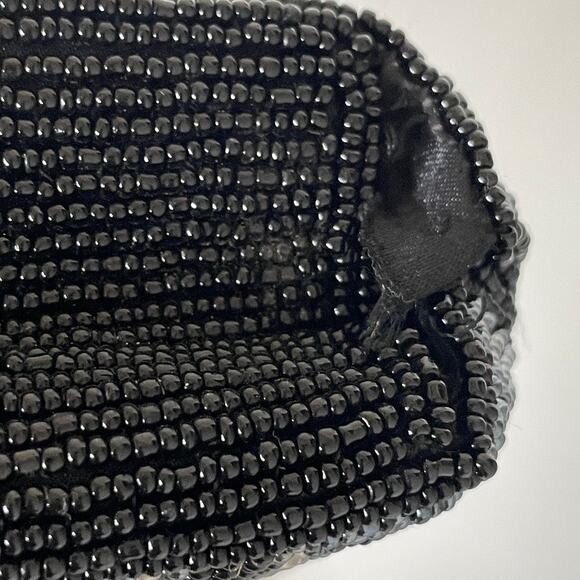 Beaded Embroidered Bird Butterfly Bag Black Shoulder Tote Bag - Picture 9 of 9